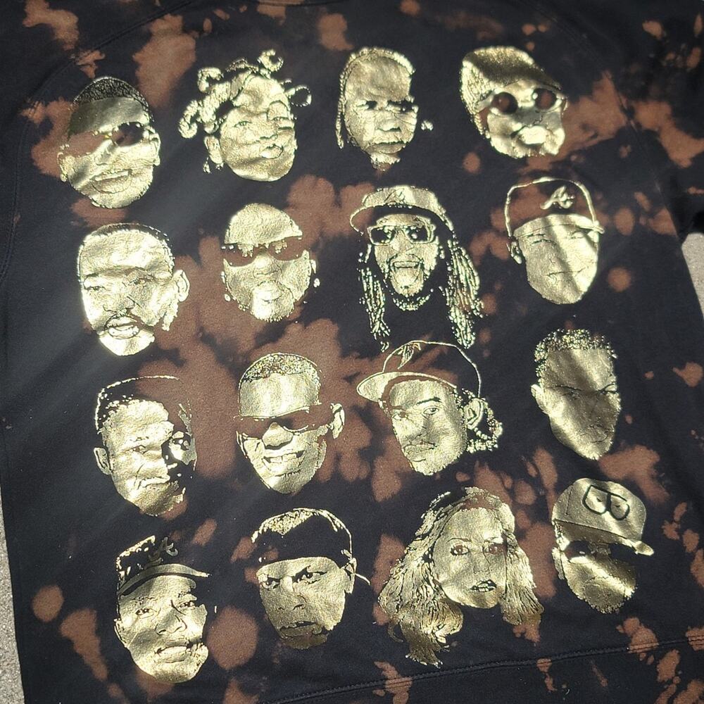 B Wood Custom Bleach-dyed ATL Atlanta Hip Hop Artists Sweatshirt